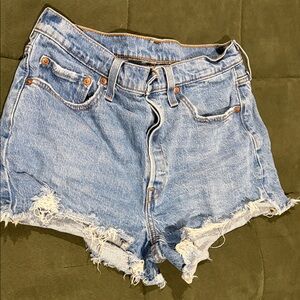 Levi's Light Blue Distressed Jean Shorts